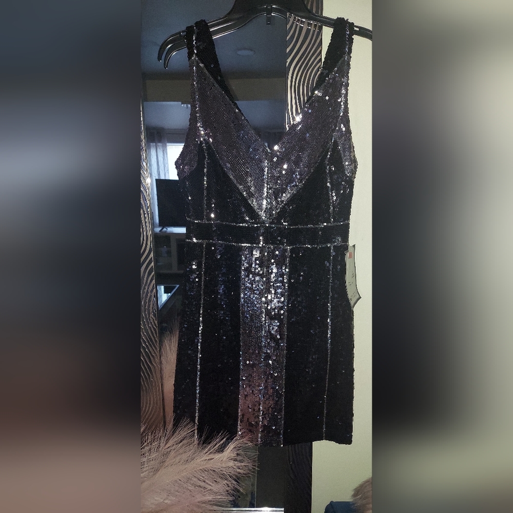Cocktail Dress black/silver  sequins "B DARLIN "